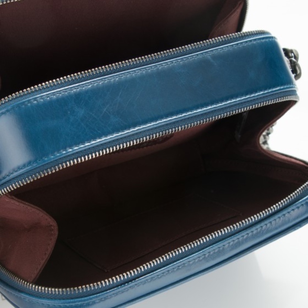 CHANEL  Glazed Calfskin Small Coco Boy Camera Case Blue - Picture 4 of 6